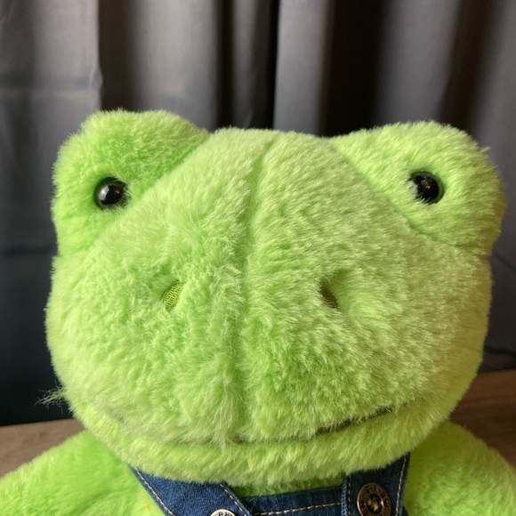 Build A Bear Frog with Overalls Spring Green 16" Stuffed Plush BAB Animal 2022 - Picture 2 of 8